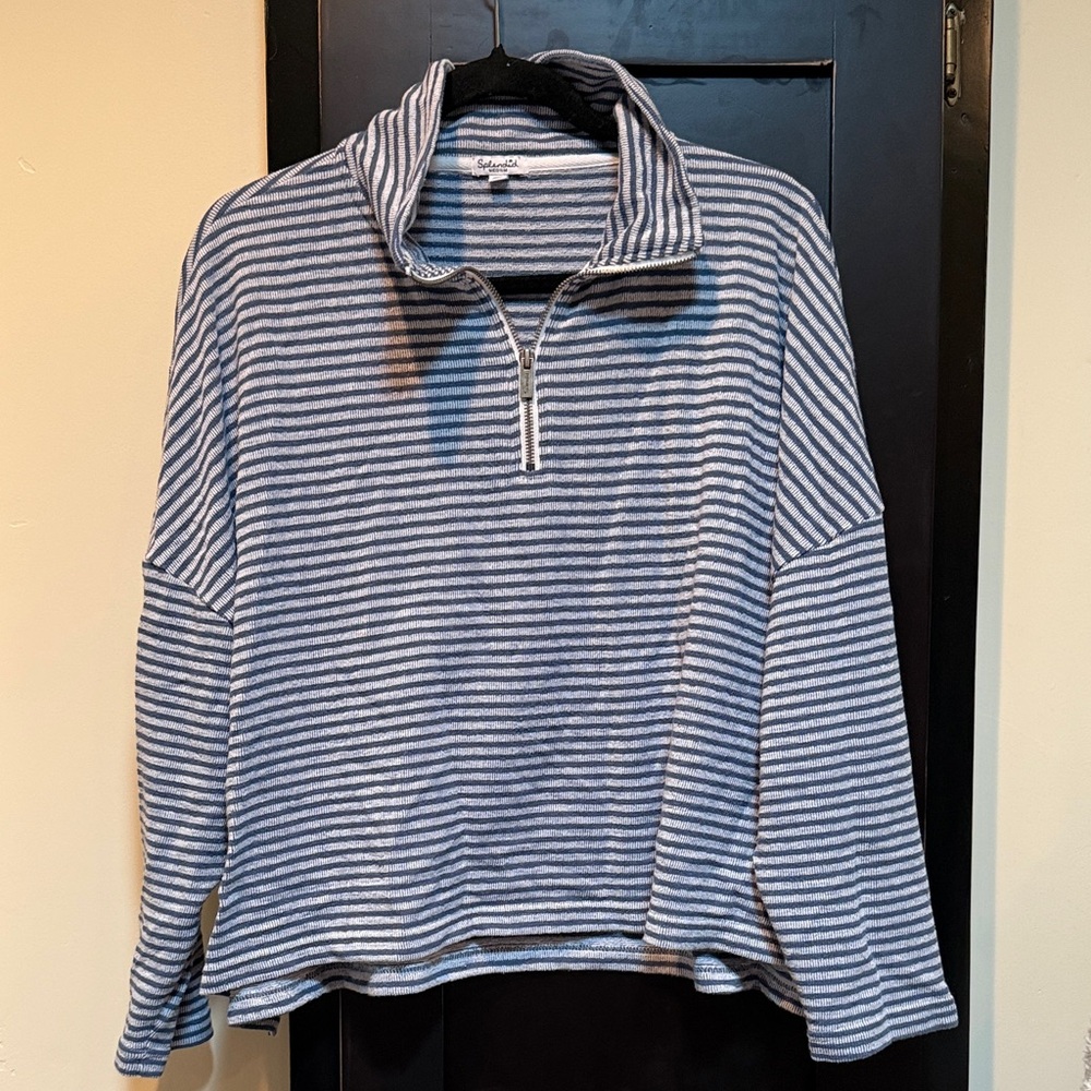 Splendid Blue and White Striped Sweatshirt